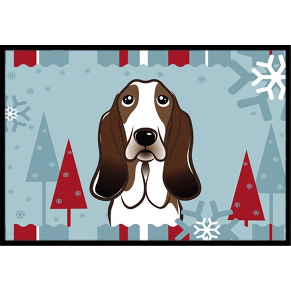 Carolines Treasures Winter Holiday Basset Hound Indoor and Outdoor Mat- 24 x 36 in. BB1739JMAT - main